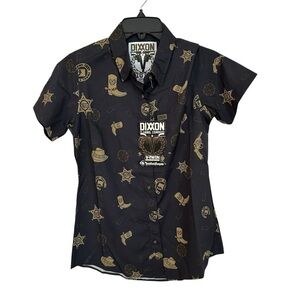 DIXXON Flannel Company V-Twin Women’s Short Sleeve Casual Button Up Sz S NWT